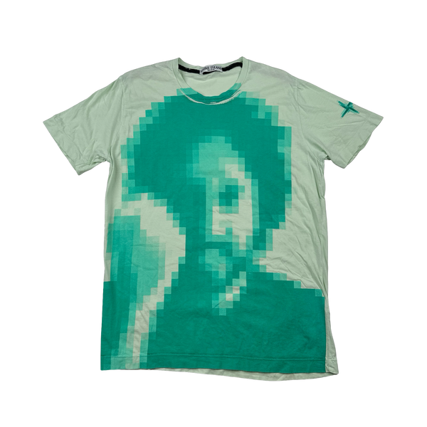 Stone Island 2010 Pixelated Green Cotton Graphic T Shirt - Large