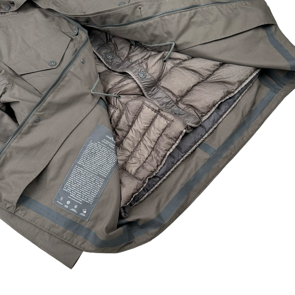 Stone Island 2022 O-Ventile Grey Ghost Piece Down Dutch Rope Puffer Jacket - Large