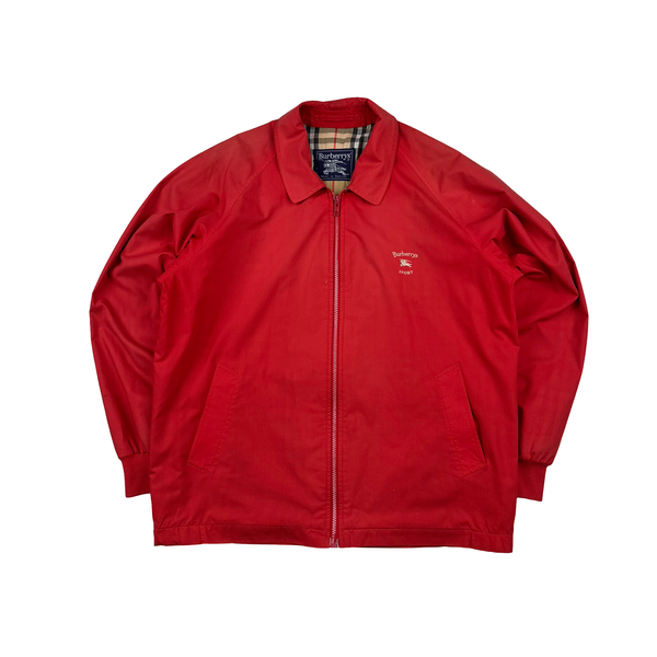 Burberry Red Nova Check Collar And Lined Bomber Jacket - Large