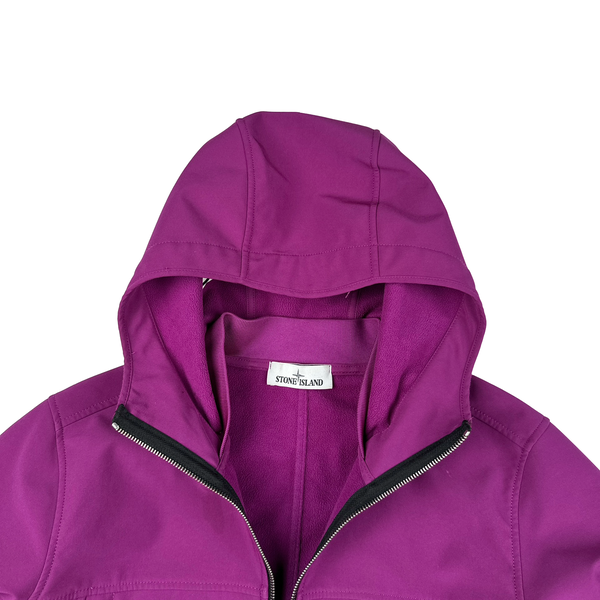 Stone Island Purple Soft Shell E Dye Hooded Jacket - Large