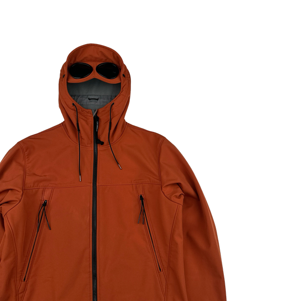 CP Company Burnt Orange Fleece Lined Goggle Soft Shell Jacket - Large