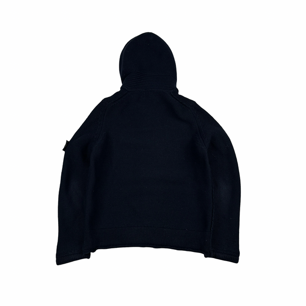 Stone Island 2010 Navy Heavyweight Wool Zipped Hoodie Jumper - Medium
