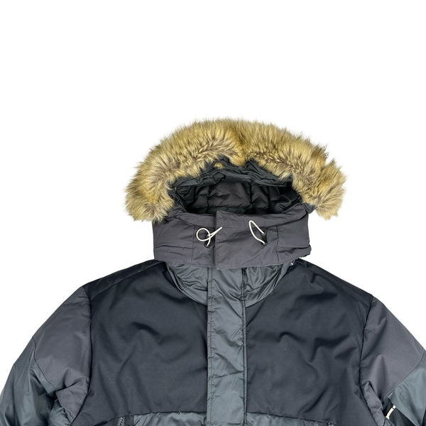 North Face Grey 550 Down Filled Winter Fur Hood Trim Jacket - XL