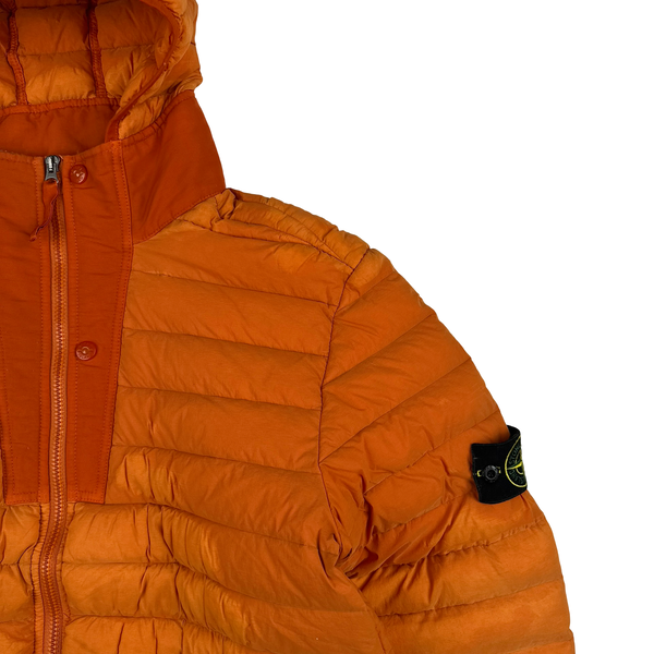 Stone Island 2019 Orange Loom Woven Down Puffer Jacket - Large