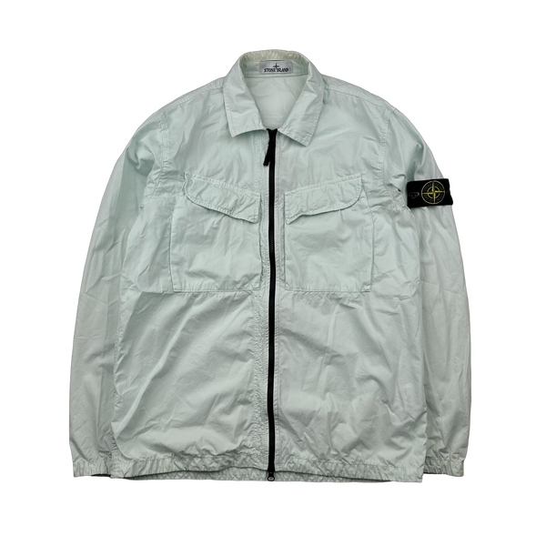 Stone Island 2022 Ice Blue Cotton Zipped Overshirt - Large