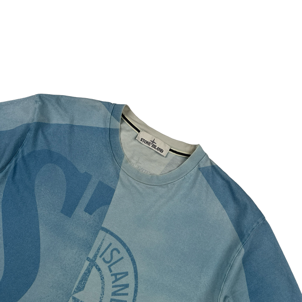 Stone Island Blue Two Tone Isola Di Pielia T Shirt - Large