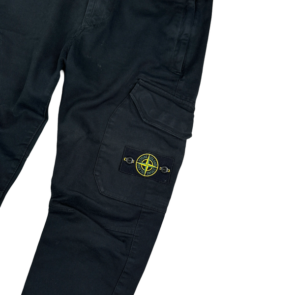 Stone Island 2020 Black Cotton Twill Cargo Trousers - Small