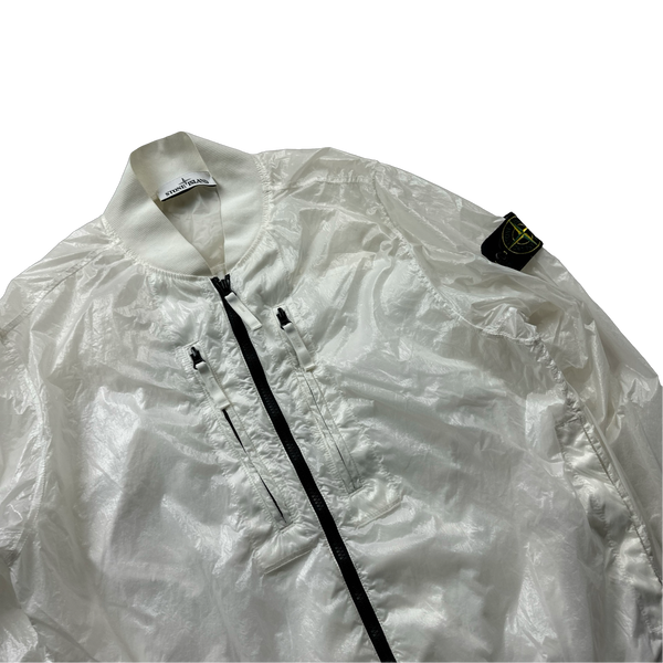 Stone Island 2021 White Lucido TC Bomber Jacket -Large