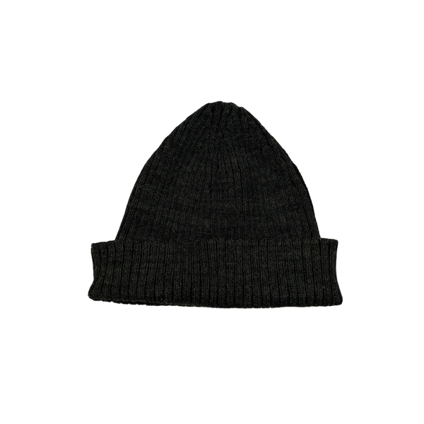 Prada Tab Charcoal Wool Spellout Tab Beanie