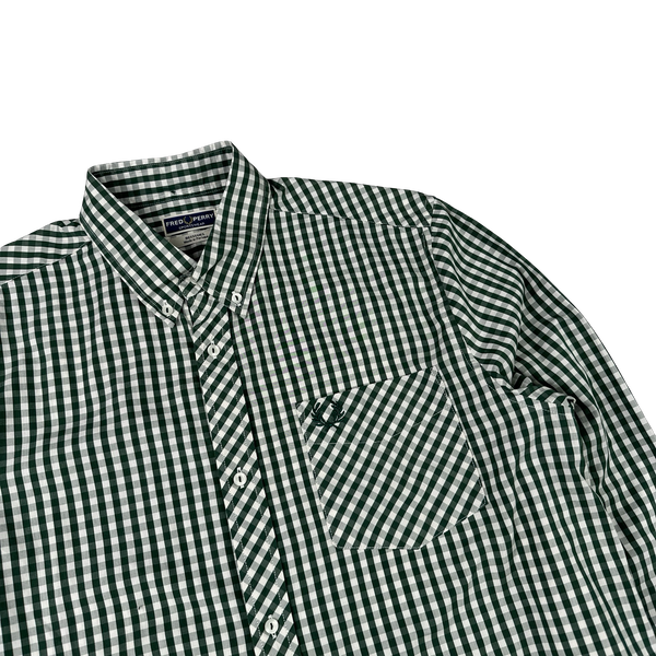 Fred Perry Green Gingham Buttoned Shirt - Large