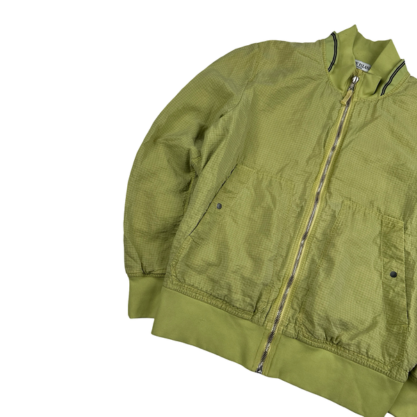 Stone Island 2010 Yellow Green Screen Carbon Silk Bomber Jacket - XL