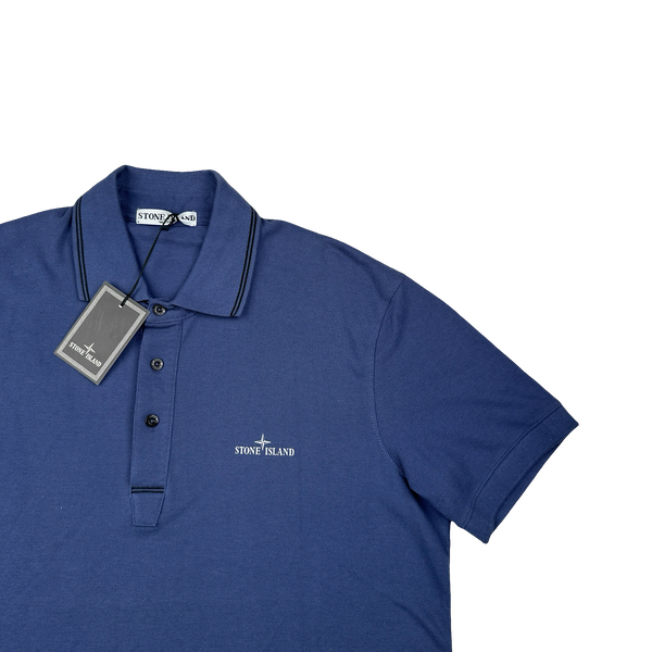 Stone Island 2009 Blue Cotton Spellout Polo Shirt - XXL