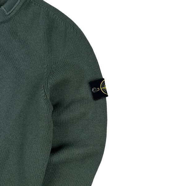 Stone Island 2006 Heavyweight Teal Green Thick Wool Knit Pullover - XL