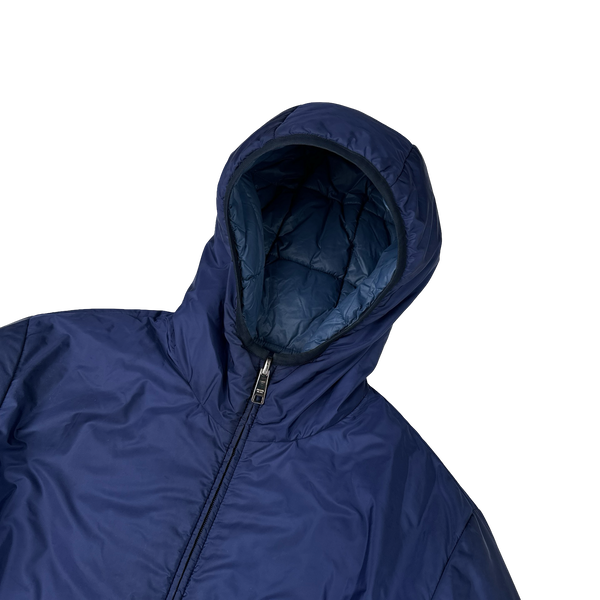 Prada Blue Reversible Triangle Tab Zipped Puffer Jacket - XL