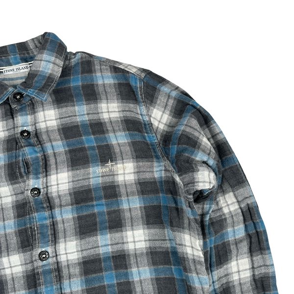 Stone Island 2011 Blue Cotton Plaid Buttoned Shirt - Medium