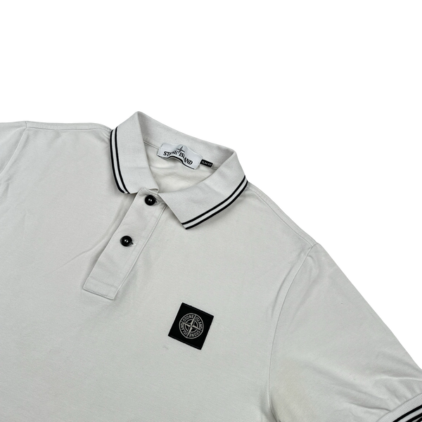 Stone Island White Cotton Polo Shirt - Large
