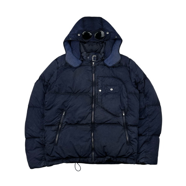 CP Company Blue Down Filled Frosted Nylon Puffer Jacket - Large