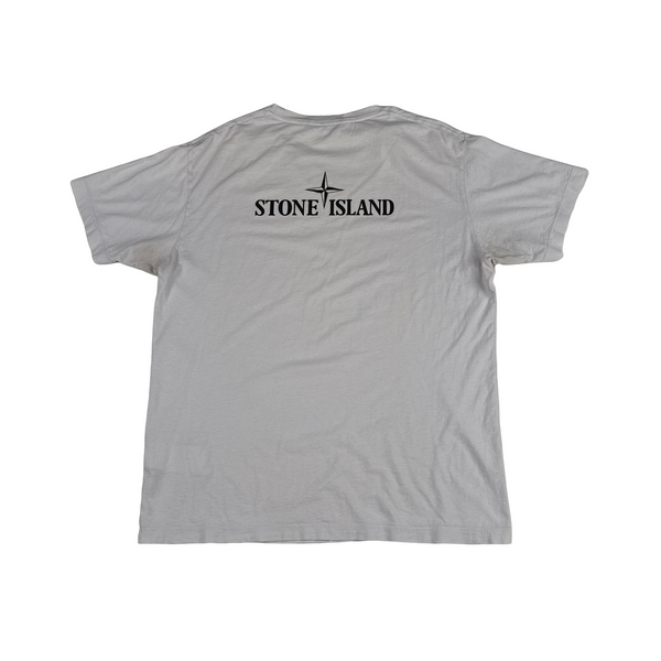 Stone Island White Reflective Spellout T Shirt - XL
