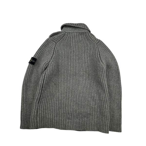 Stone Island 2008 Wool Grey Buttoned Cardigan Jumper - XL