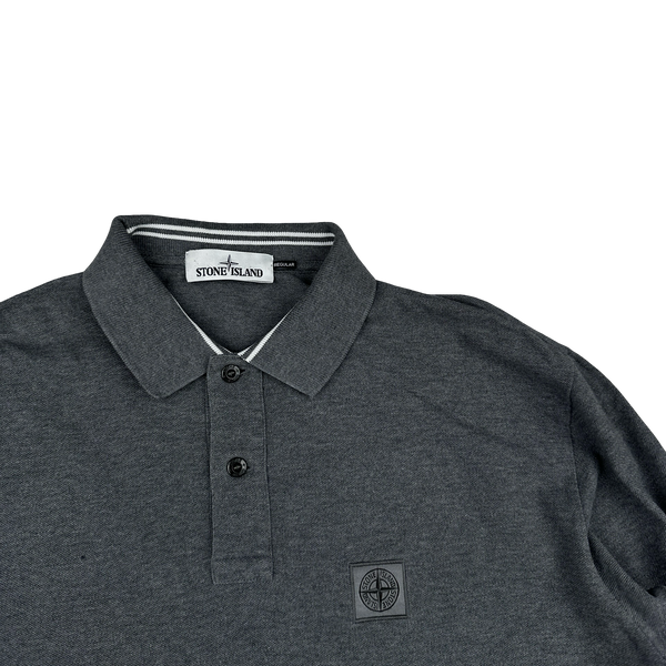 Stone Island Grey Cotton Long Sleeve Polo Shirt - XL