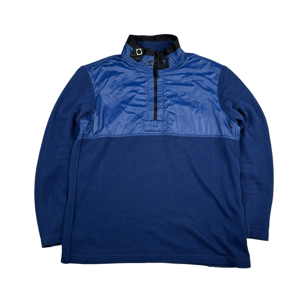 Ma Strum Blue Neck Tag Panelled Jumper - Large