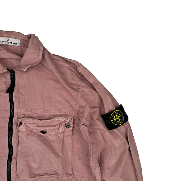 Stone Island 2021 Pink Cotton Zipped Overshirt - Large