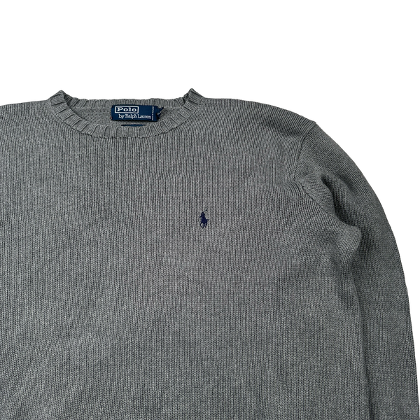 Ralph Lauren Grey Knit Crewneck Jumper - Large