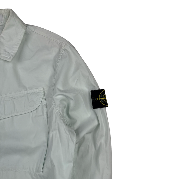 Stone Island 2022 Ice Blue Cotton Zipped Overshirt - Medium