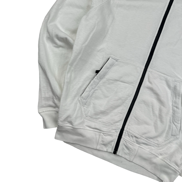 Stone Island 2022 White Zip Up Hoodie - Large