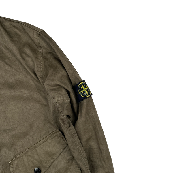 Stone Island 2002 Khaki Lino Flax Blend Zipped Bomber Jacket - Medium