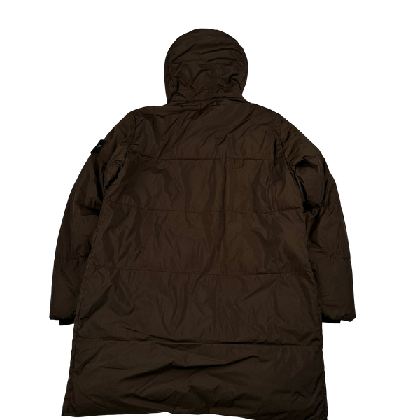 Stone Island 2021 Crinkle Reps Brown Down Filled Parka Jacket - Medium