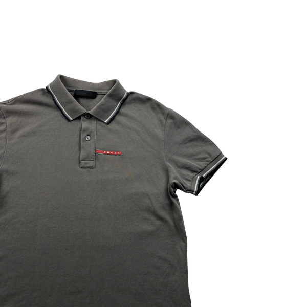 Prada Grey Cotton Collared Polo Shirt - Medium