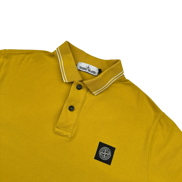 Stone Island 2019 Yellow Cotton Polo Shirt - Large