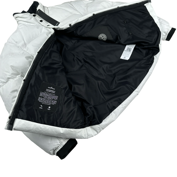 Stone Island 2016 White Featherweight Down Leather Puffer Jacket - Medium