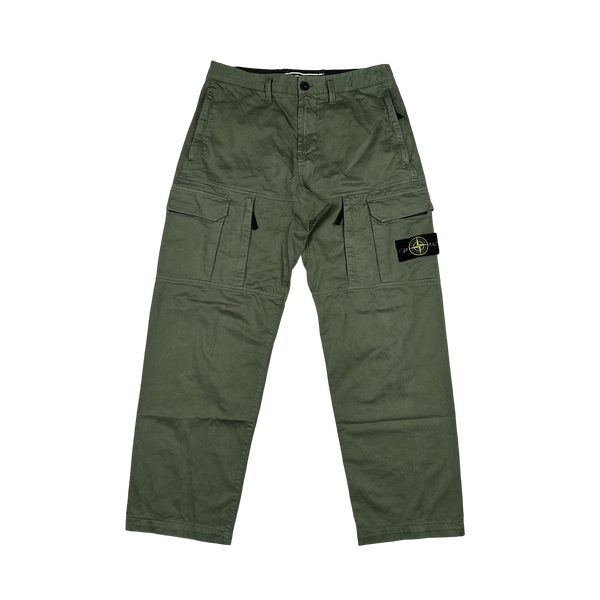 Stone Island 2021 Green LO Baggy Cargo Trousers - 30"