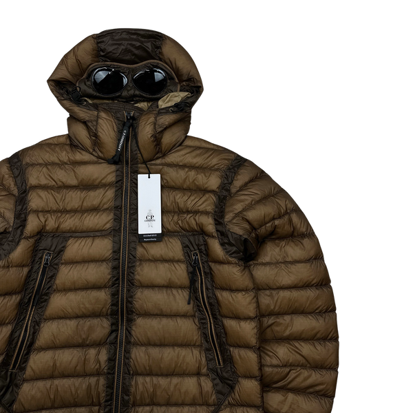 CP Company Brown Down Filled DD Shell Goggle Puffer Jacket - Medium