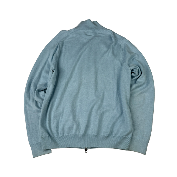 Fred Perry Baby Blue Zipped High Neck Knit - Large