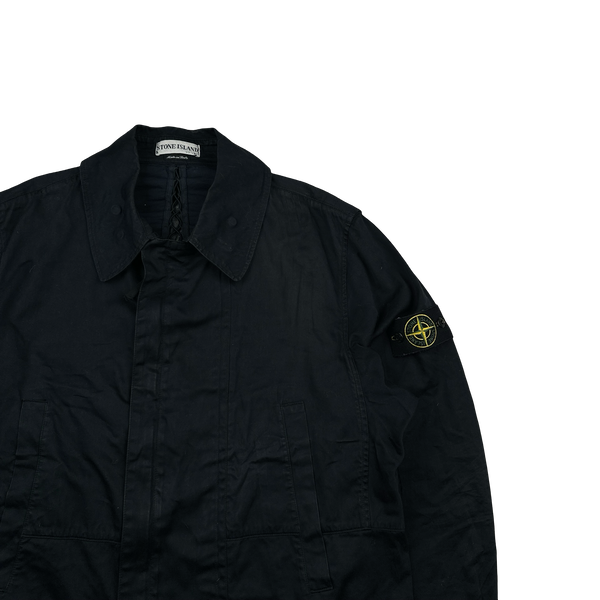 Stone Island 2002 Navy Raso Gommato Collared Jacket - Large
