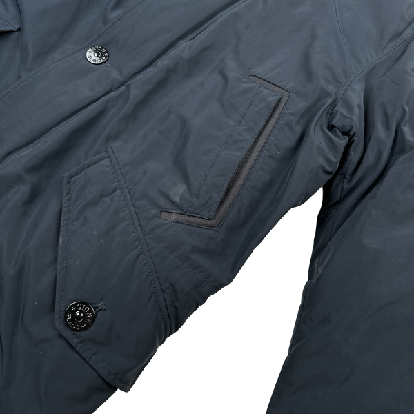 Stone Island 2016 Black Down Filled Micro Reps Fur Hood Parka Jacket - Medium