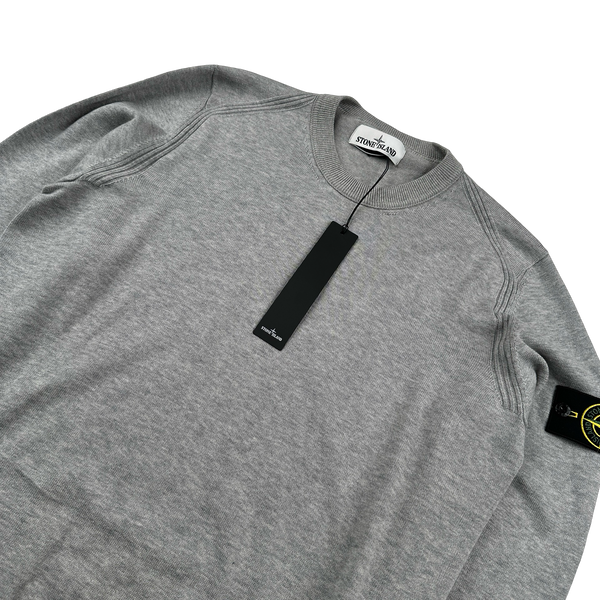 Stone Island 2019 Grey Fine Knit Cotton Crewneck Jumper - Medium