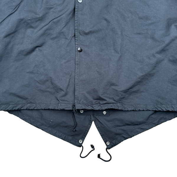 Stone Island 2007 Black David TC Dutch Liner Spellout Hood Long Parka Jacket - XXL