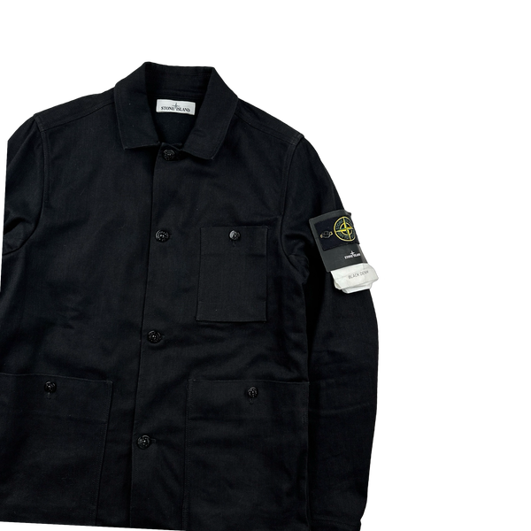 Stone island black denim jacket sales