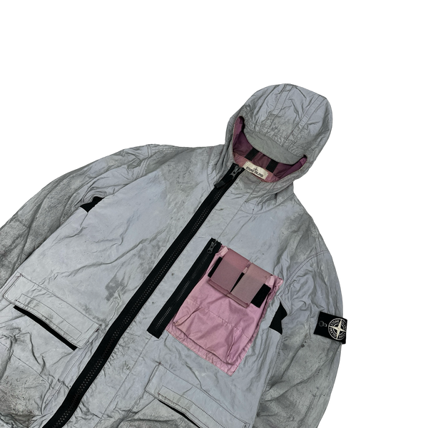 Stone Island 2017 Pink Garment Dyed Plated Reflective Mussola Jacket - Large