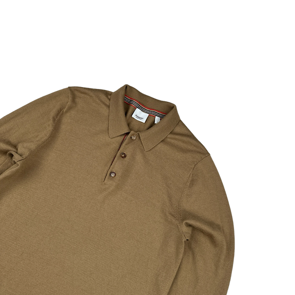 Burberry Brown Merino Wool Polo Jumper - Large