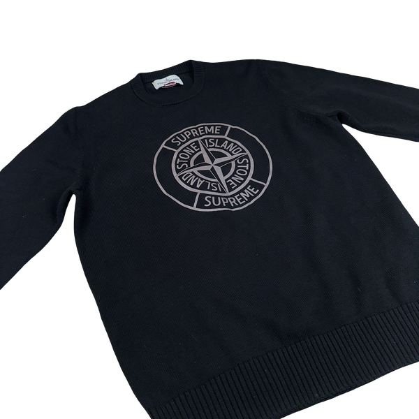 Stone Island x Supreme Thick Cotton Reflective Spellout Knit Jumper - Medium