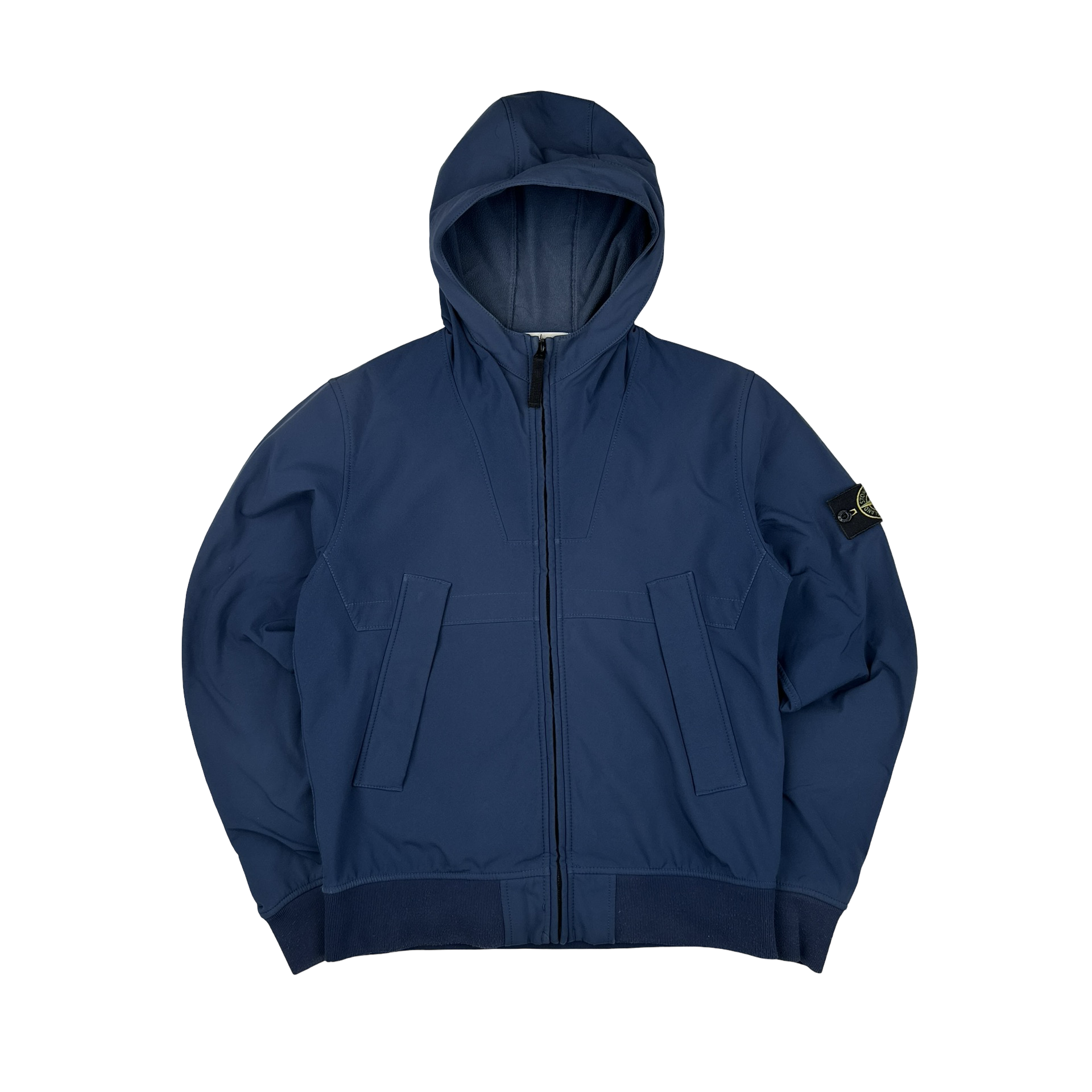 Stone Island Blue Fleece Lined Soft Shell Goggle Jacket