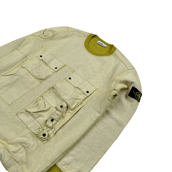 Stone Island 2020 Yellow Tela Placcata Crewneck Sweatshirt - Large
