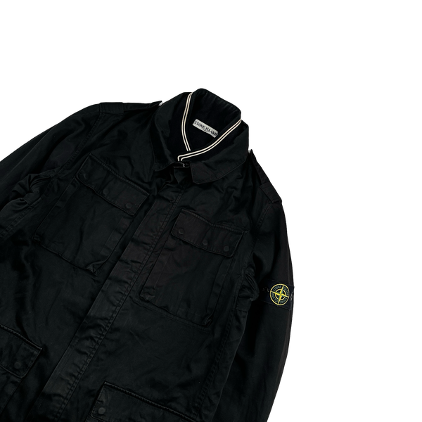 Stone Island 2006 Black Cotton Raso Gommato Wool Dutch Rope Jacket - XL