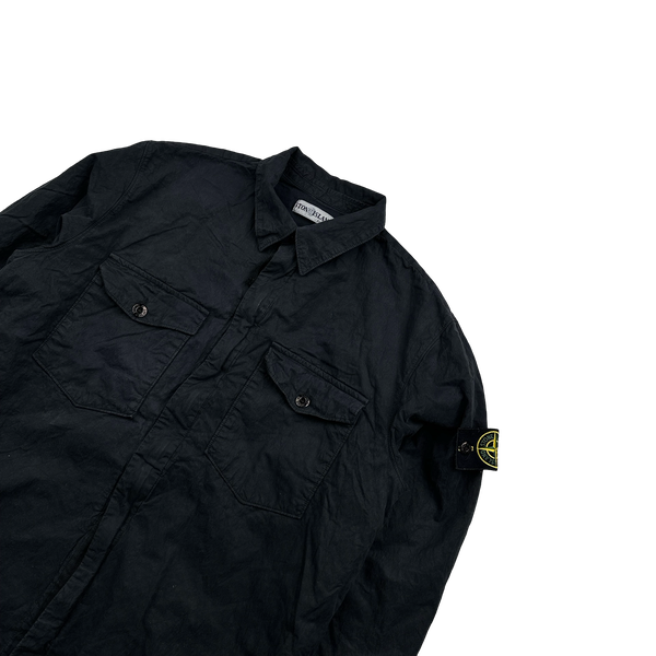 Stone Island 2002 Vintage Black Cotton Overshirt - Large