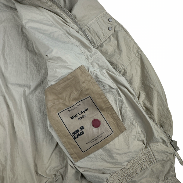 Ten C Beige Multi Pocket Mid Layer Zipped Overshirt Jacket - XL